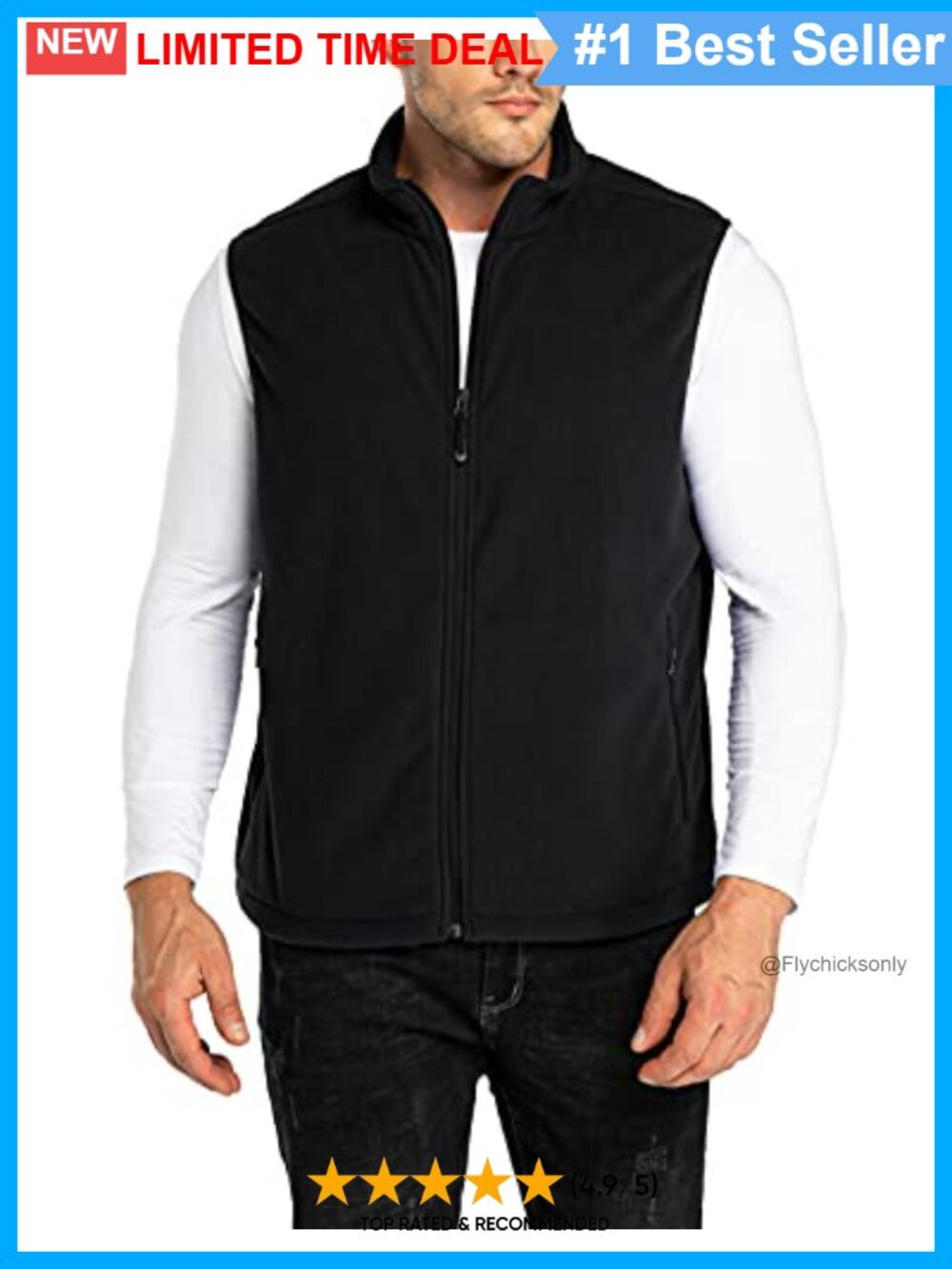 Men's Fleece Vest Lightweight Zip Up Sleeveless Jacket